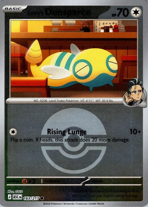 Ascended Heroes Larry’s Dunsparce #163/217 Pokeball Reverse Holo